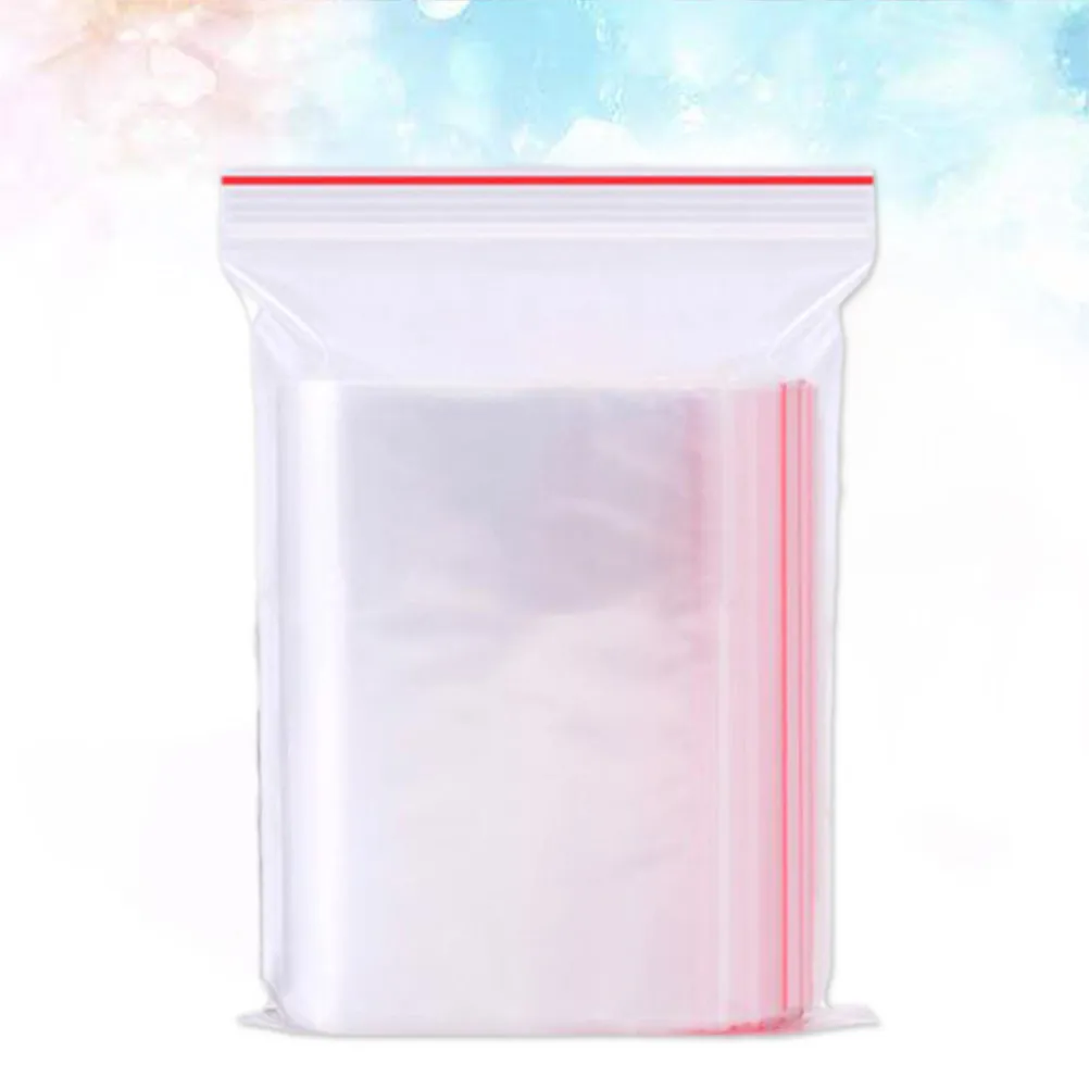 100Pcs Self-Adhesive Sealing Bags 11x16cm Transparent Resealable Zip Zipper Storage Bags Strong Durable Sealed Bag for Home