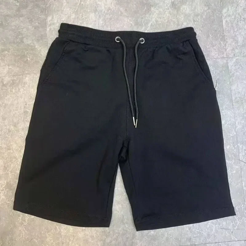 40KG-100KG Summer New 100% Cotton Soft Men’s Drawstring Waist Black White Yellow Pink Casual Shorts