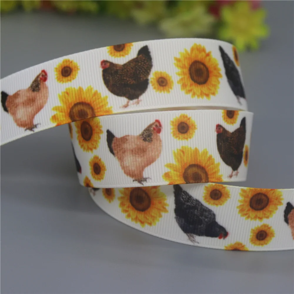 DHK 50yards Bee Printed Grosgrain Ribbon Accessories Material Headwear Decoration DIY Sewing Craft S2182