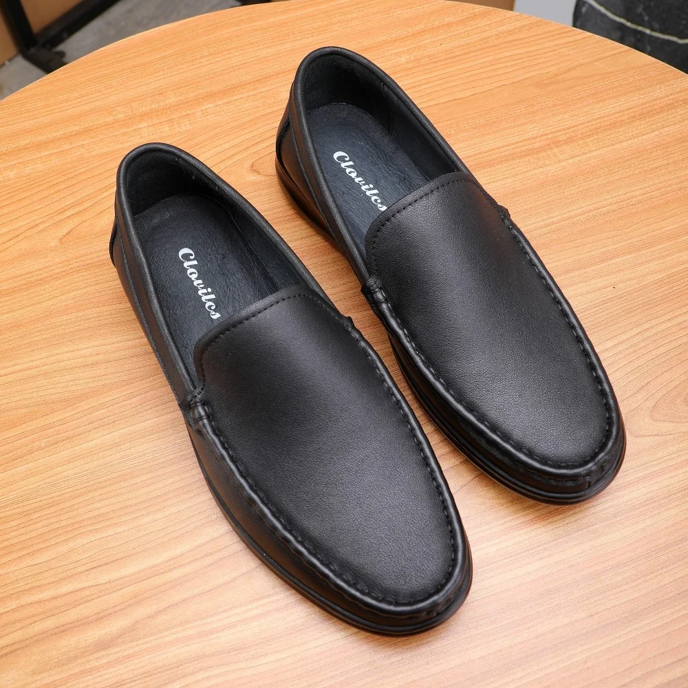 

Men's Casual Slip-On Loafers Cowhide Leather Lightweight Rubber Sole Comfortable Shoes