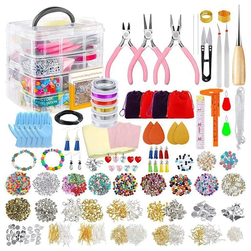 Jewelry Making Kit for Complete Bracelet Making Supplies Tool with Sturdy Case for Bracelet Earrings Making Great Gift