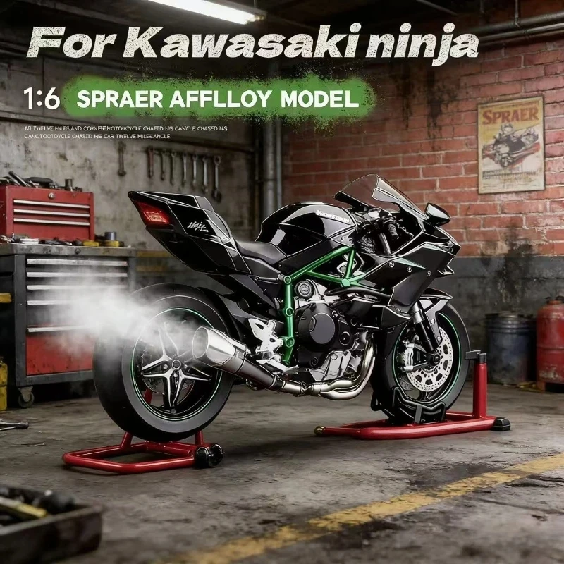 

For Kawasaki Ninja H2R 1:6 Alloy Die-Cast Moto Model - Realistic Collectible Display Gift for Boys Adults Birthday Xmas Gift