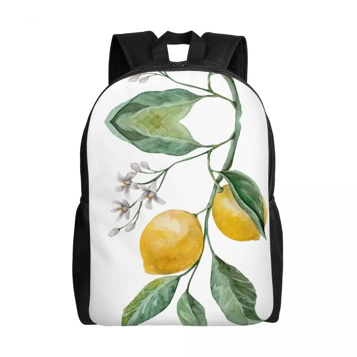 

Custom Lemon Branch Watercolor Painting Backpacks for Men Women Waterproof School College Summer Citrus Fruit Bag Print Bookbags