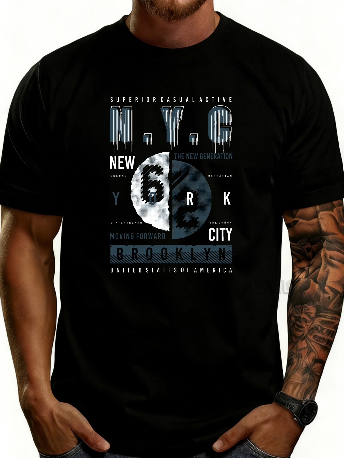 Street Style New York Fashion - T-shirt décontracté pour homme style streetwear