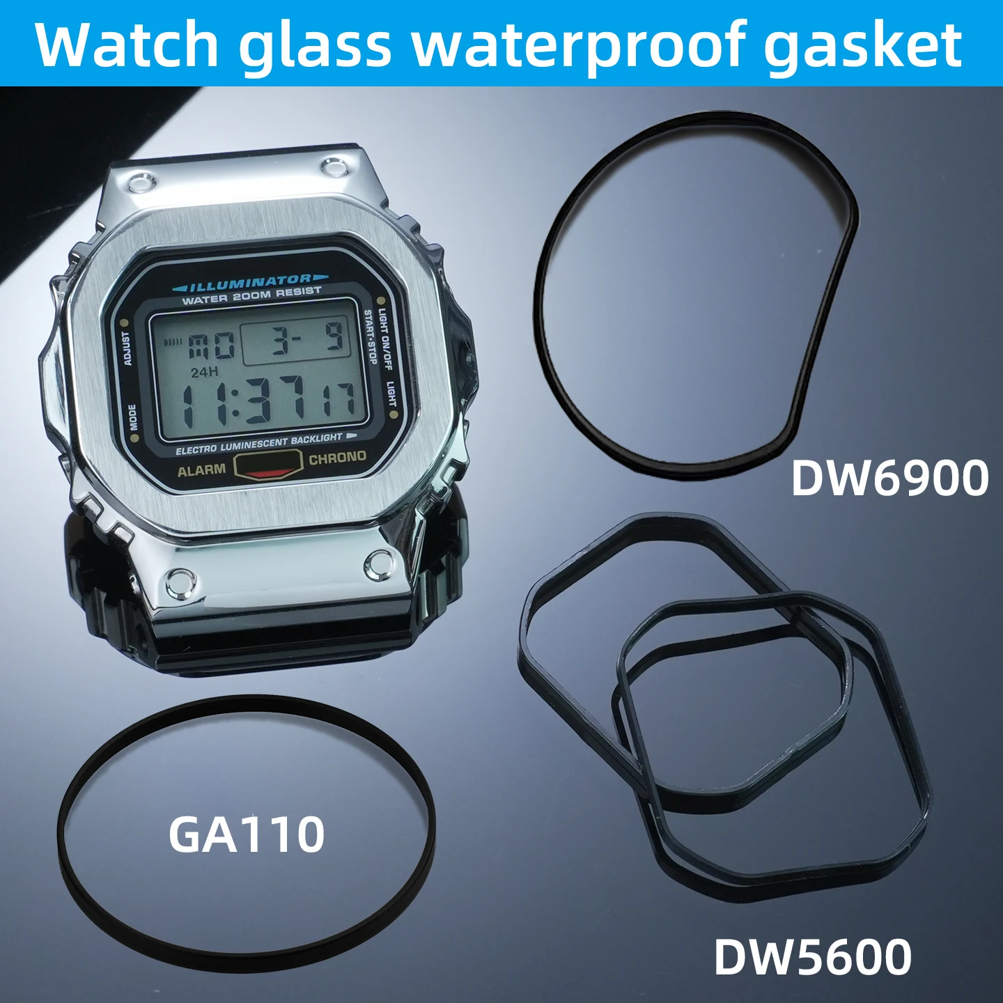 For Casio G-SHOCK Waterproof Ring Dust Ring GA-110 DW-5600 GA-2100 GM-2100 DW-6900 O ring Gasket Front|Rear Cover Sealing Ring