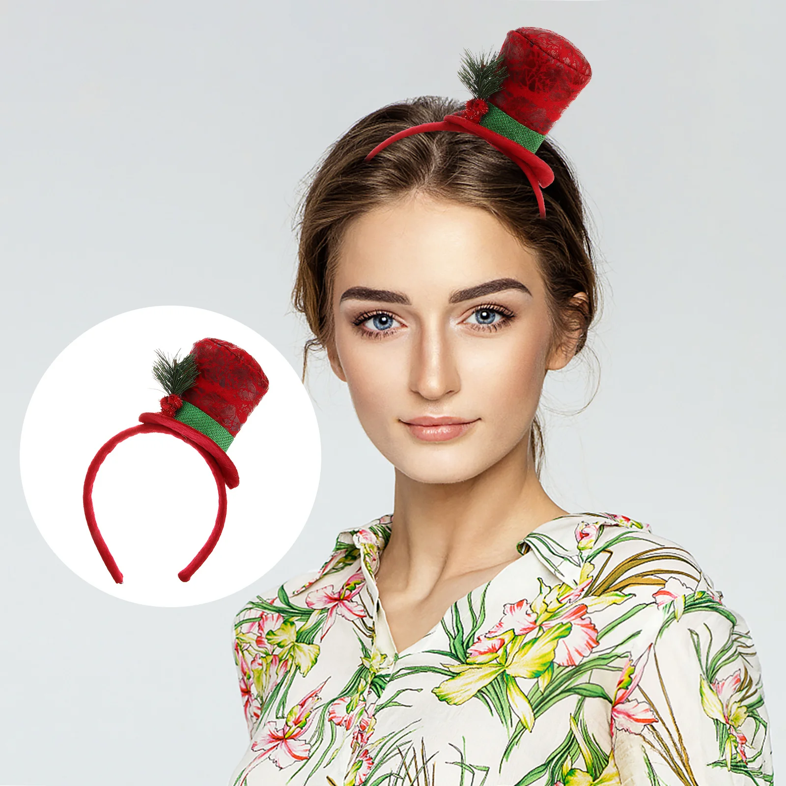 

Christmas Hat Headband Red Berry Leaves Comfortable Party Accessory Festive Hairband for Holiday Photo Prop Decoration