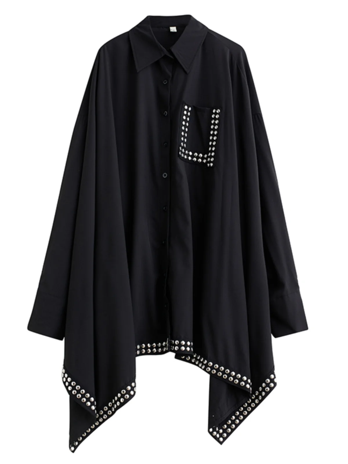 ربيع 2025 تصميم نسائي فضفاض من Faion k بحاشية غير متماثلة مرقع للتخسيس irt Dr Commute Sle Long Sve Midi...