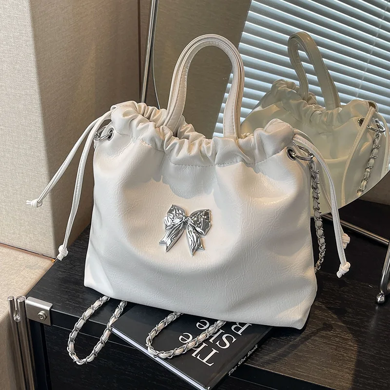 

2025 New Bow Backpack for Women, Elegant Chain Strap Shoulder Bag, Vintage Chic Multi-Pocket​ Handbag, Lightweight & Versatile