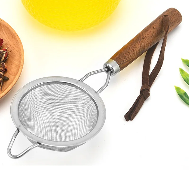 

100Pcs/Lot Filter Spoon Stainless Steel Spoon With Wooden handle Kitchen Tools Fishing Spoon Rugged Durable Convenient