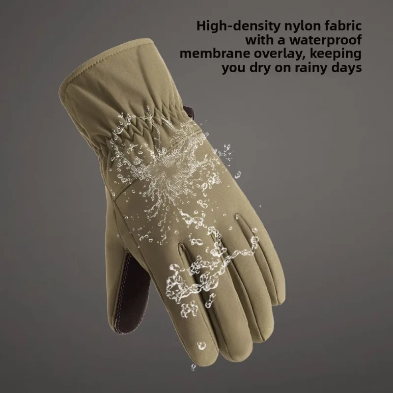 Men Winter Ski Gloves Thickened Cotton Touch Screen Waterproof Windproof Cold Proof Thermal Cycling Driving Tactical Gloves