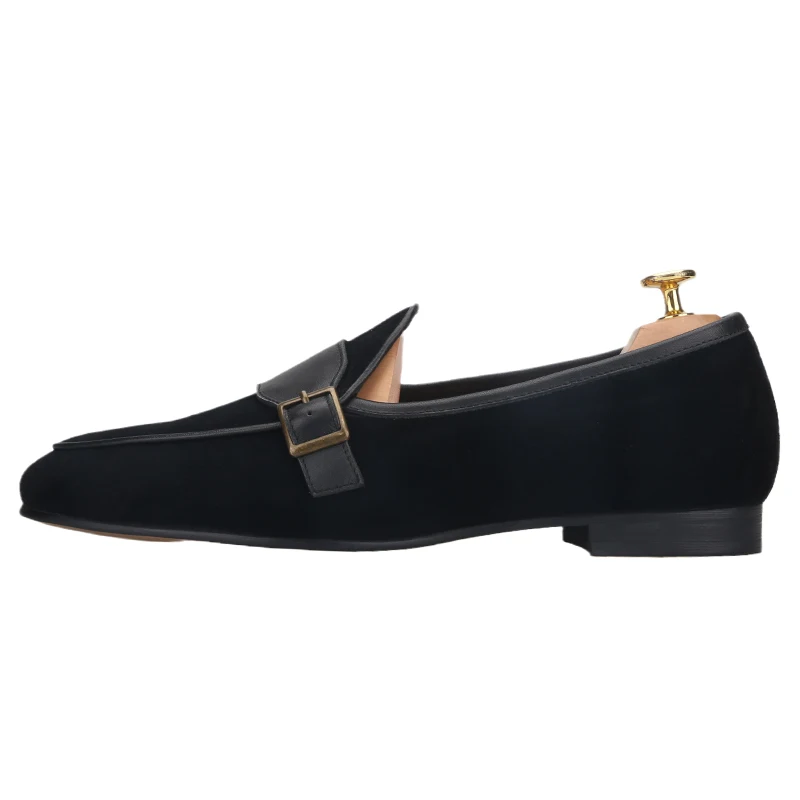 Piergitar Summer New Model Black Suede Men's Slip-On Shoes Handmade Bronze Single Button Loafers Versatile And Breathable