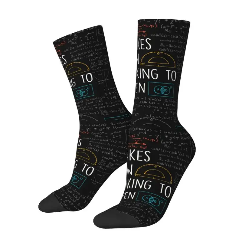 Unisex respirável 3D impresso meias, Math Teacher Quotes Crew Socks, Erros dos homens Kawaii Pensamento Igual para acontecer vestido, Quente para vestido