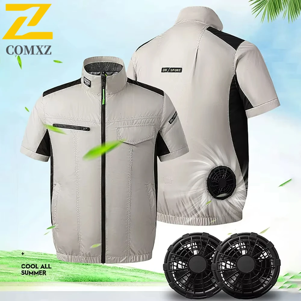 Summer Heatstroke Fan Vest Men Ice Vest USB Cooling Air Conditioning Camping Women Fishing Short Sleeve Outdoor Work Wear Vest