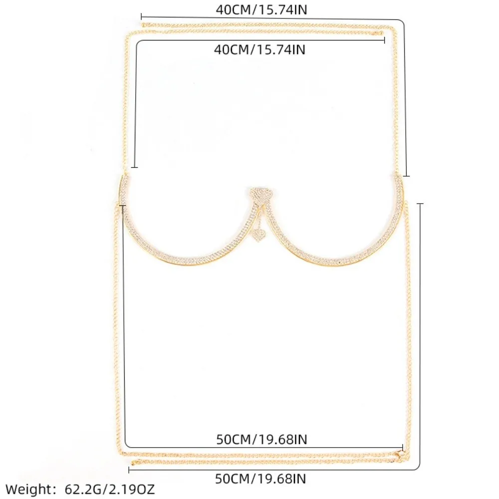 Hip Hop Heart Chest Support Body Chain Tassel Rhinestone Bra Chest Chain Jewelry Flower Breast Chain Girls