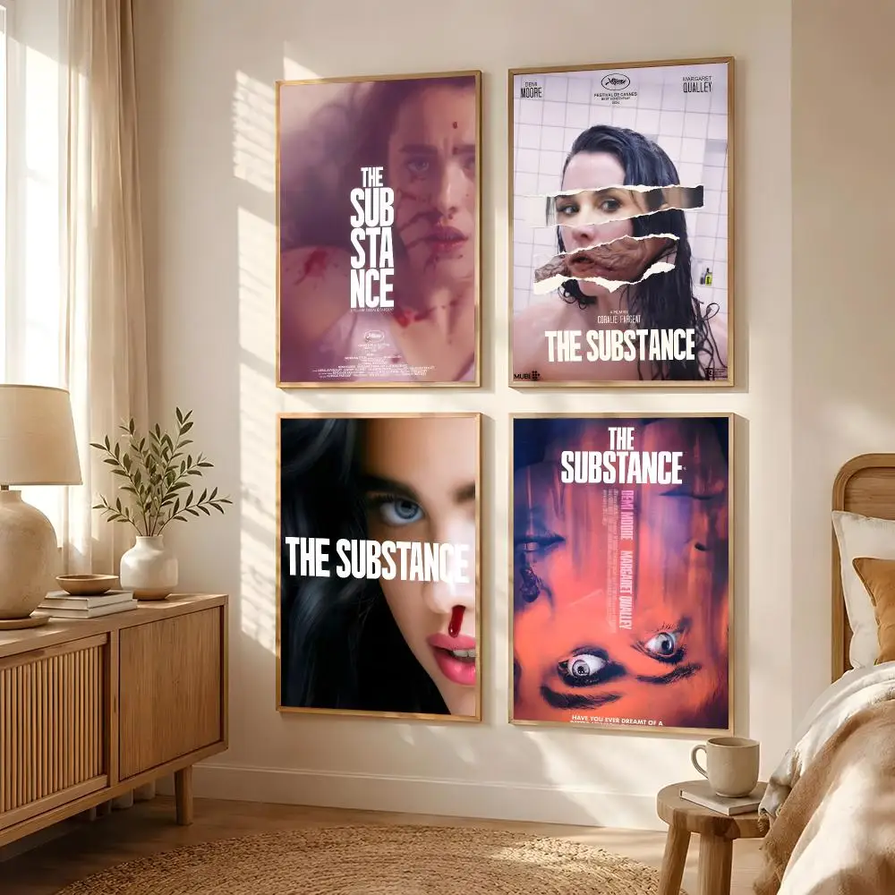 Movie The Substance Poster Poster Self-adhesive Art Waterproof Paper Sticker Coffee House Bar Room Wall Decor