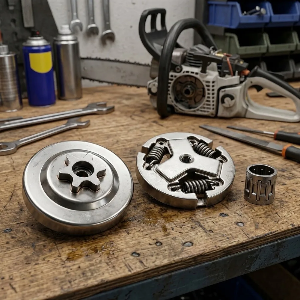 1pcs Clutch Drum Assembly Kit For Echo CS-370 CS-400 Chainsaw= 3/8 LP 6 Tooth Spur= Sprocket Replace A556000401 A056000181