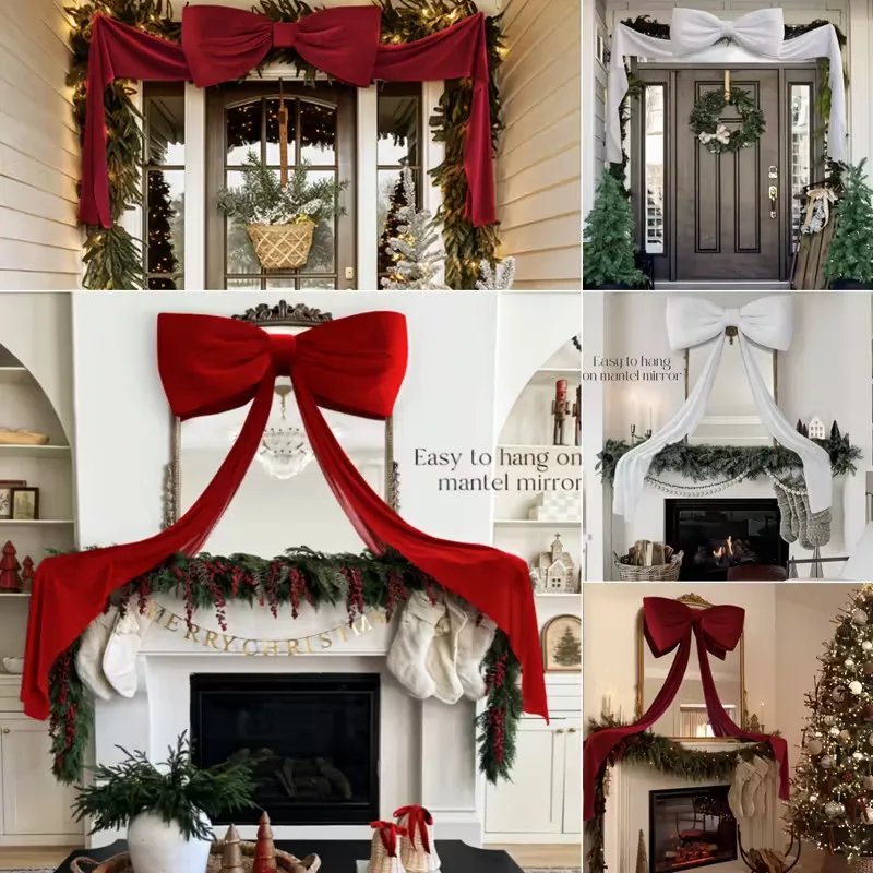 

Elegant Large Christmas Bowknot Extra Large Xmas Tree Topper Bows DIY Cute Christmas Wreaths Bow for Porches Indoors and Outdoor