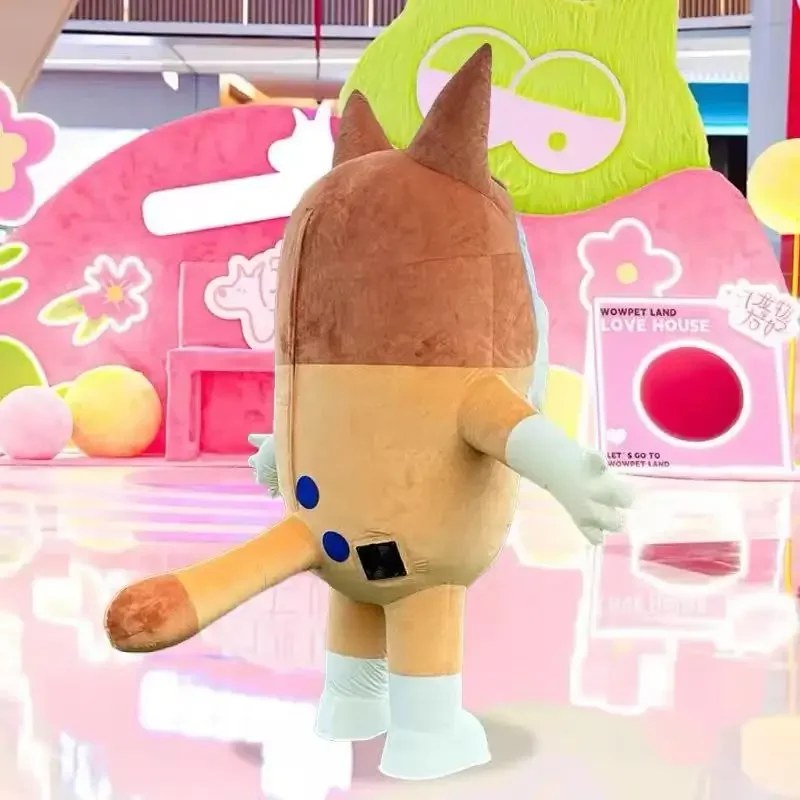 New Blue Dog Inflatable Costume Mascot for Adult Plush Furry Animal Halloween Carnival Dress Yellow Blue Dog Suit No Battery