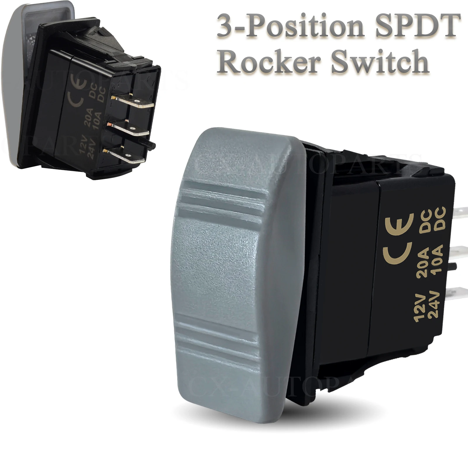 

Водонепроницаемый 3-контактный SPDT ON-OFF-ON мгновенный кулисный переключатель, серая кнопка 12 В/20 А, 24 В/10 А для лодки, грузовика, прицепа 4x4, каравана, автофургона, квадроцикла, UTV