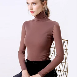 Turtleneck Blouse Women Basic Knitted Fashion Tops Long Sleeve Women Casual Blusa Femme Slim Ladies Red Blue