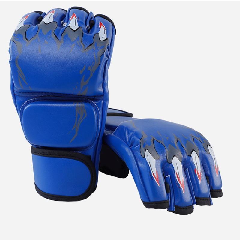  [J] 1 Pair PU Boxing Gloves Half Finger Sandbag Taekwondo Muay Thai Gloves Professional Boxing Training Equipment 