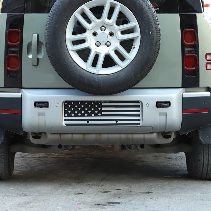 

For Land Rover Defender 90 110 130 2020-2023 PVC Black Car Rear License Plate Frame Trim Sticker Car Accessories