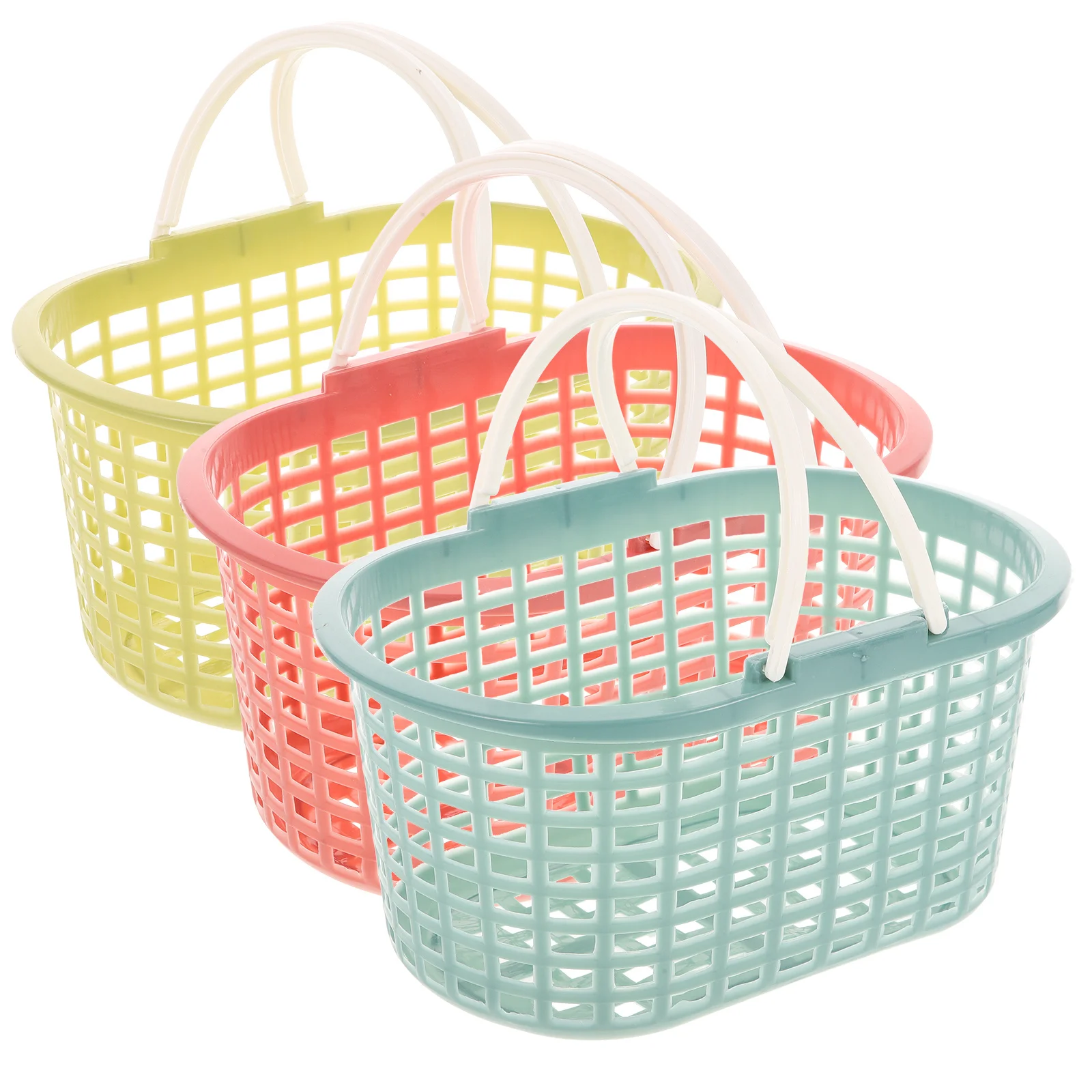3 قطع سلة تخزين بلاستيكية مع مقبض منظم أشتات مجوفة لتخزين الحمام والمطبخ والخضروات #2