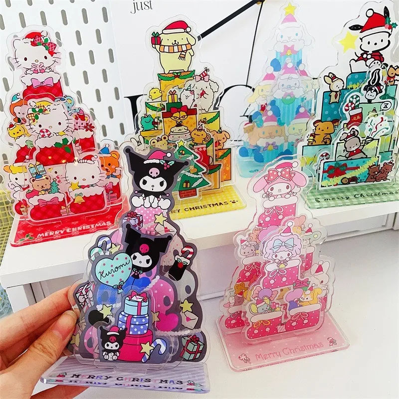 Sanrio Hello Kitty Weihnachten Acryl Ornamente Anime Actionfiguren Kuromi My Melody Q Figural Desktop Auto Dekoration Mädchen Geschenke