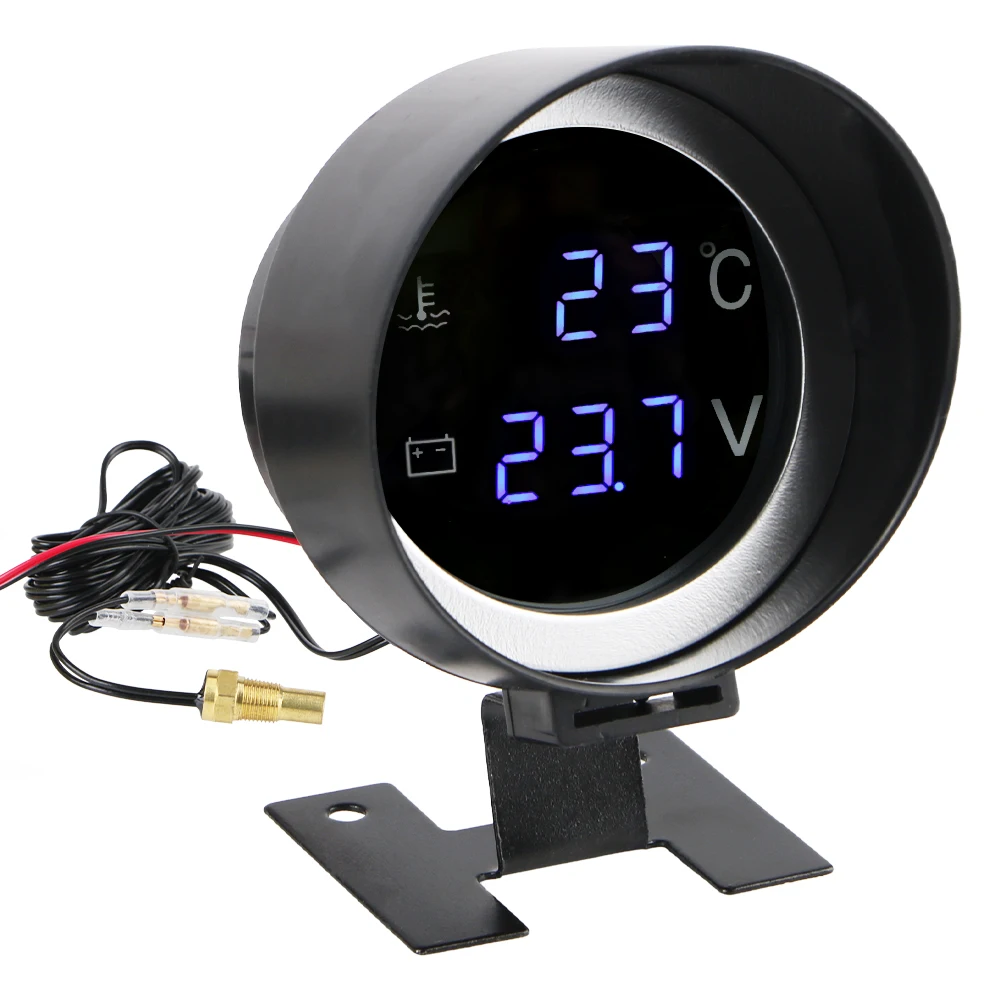 Voltage Meter ​10mm Sensor LED Backlight 2 In 1 9V-36V Car Modification Universal Car Instrumentation Digital Water Temp Meter