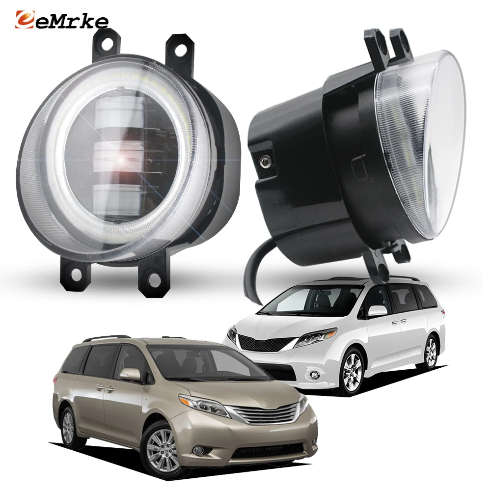 

Pair White & Yellow Fog Light With Lens Upgrade LED Halo DRL Angel Eye Ring for Toyota Sienna XL30 LE Limited XLE SE 2011~2017