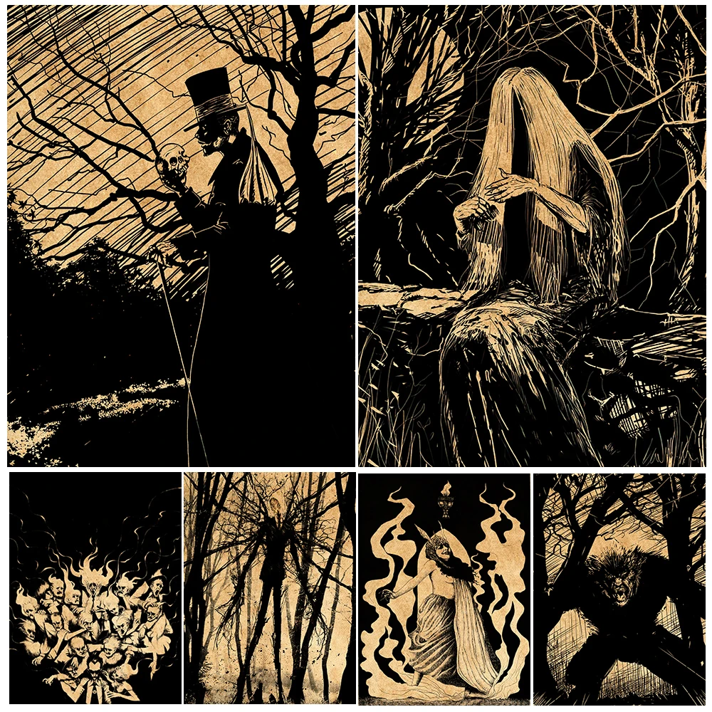 

Vampir Dame,Baron Samedi,Banshee Vintage Wall Art Canvas Painting Gothic Horror Art Retro Poster And Print Home Decor Unframed