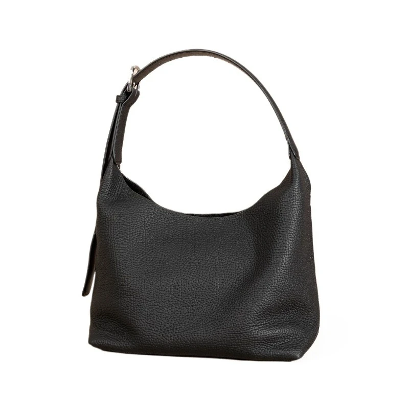 Minimalist Everyday Bucket Bag for Women Genuine Leather Full Grain Leather with Detachable Mini Luxury Handbag
