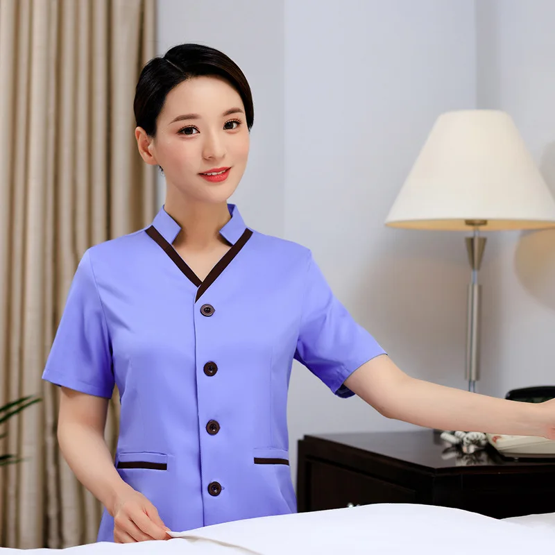 Clothes Short Sleeve Hotel Guest Room Coffee Restaurant Cleaning Work Wear Clothing Female Cleaner Spring an