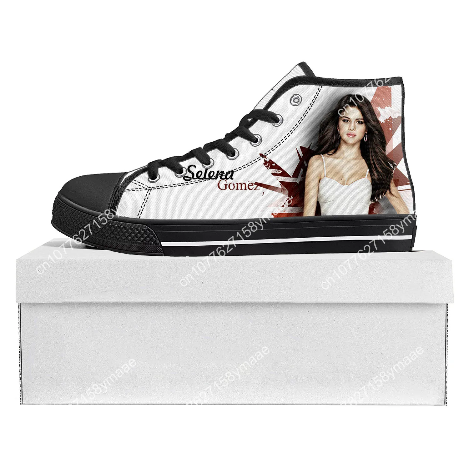 Selena Gomez High Top High Quality Sneakers Mens Womens Teenager Canvas Sneaker Casual Custom Made Shoes Customize Shoe Black