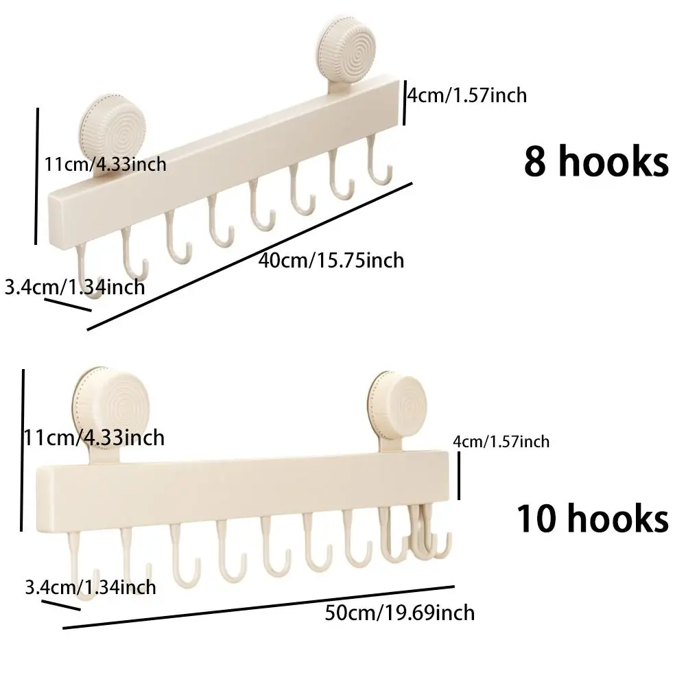 

Wall-mounted Suction Cup Hooks Detachable with Movable Hook Kitchen Storage Rack Space Saving Bathroom Rack Behind The Door