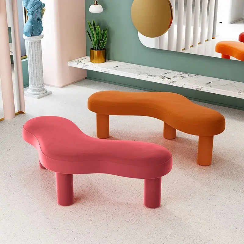 Nordic Modern Simple Triangle Shoes Changing Stool Home Creative Sofa Stool Fabric Clothing Store Entrance Bench Shoe Bench