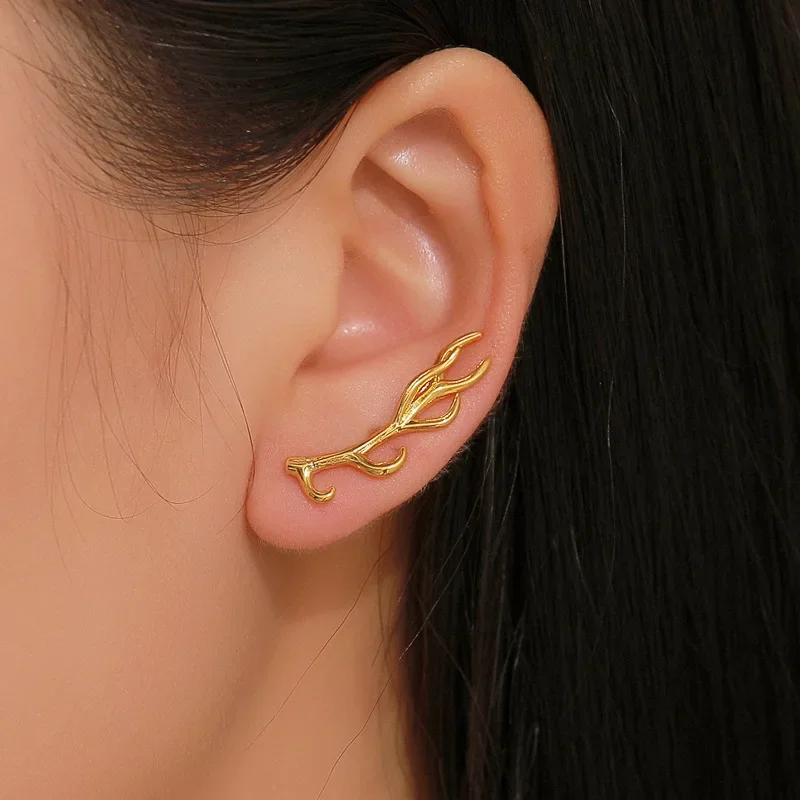 Tree Branch Irregular Golden Silver Plated Copper Women Ear Cuff Dangle Earrings & Drop Earrings