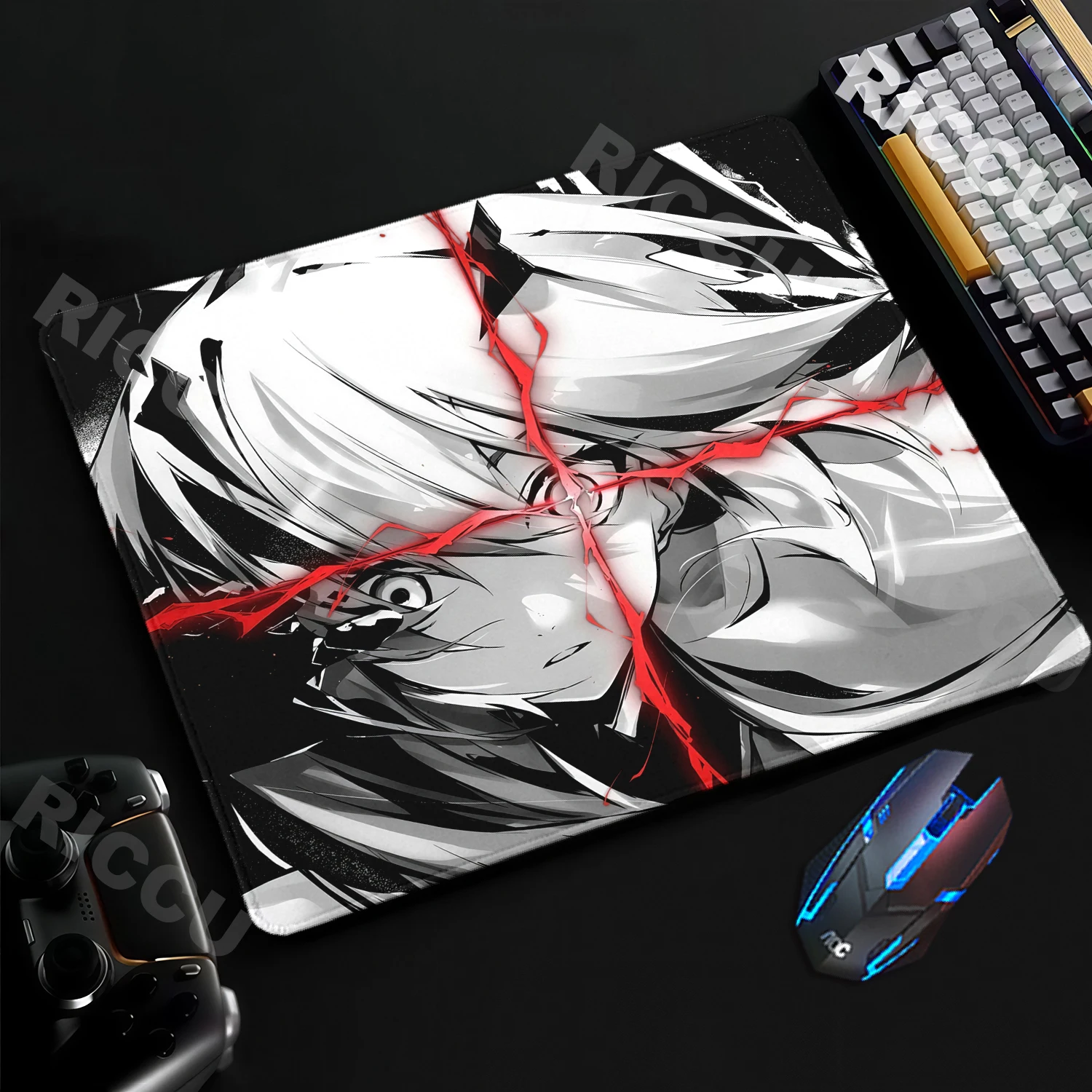 Black White Anime Girls Mouse Pad Office Aesthetics Desk Mats Gamer Laptop Mousepad Small E-Sports Mausepad Gaming Keyboard Mat