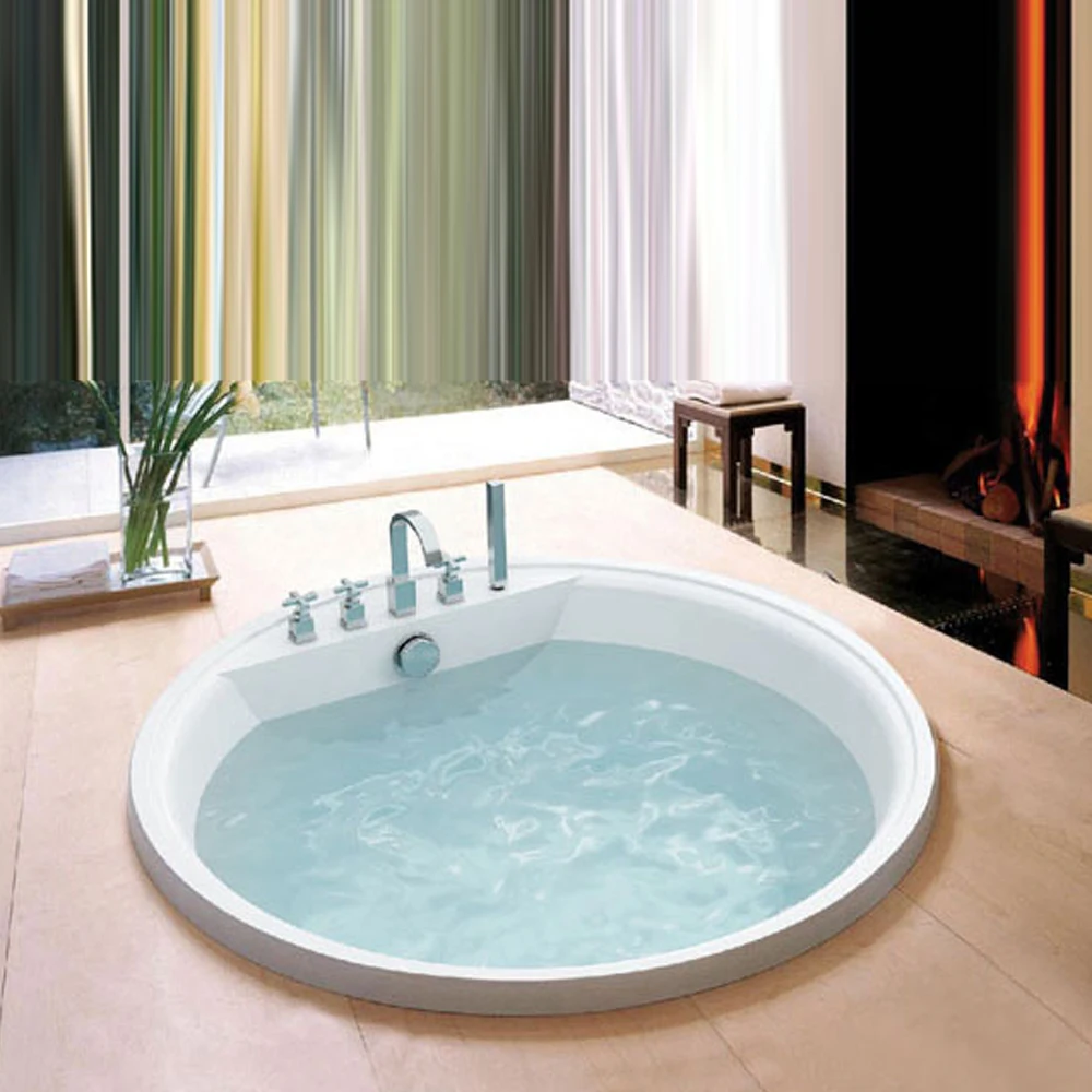 

White Acrylic Built in Round Massage Walk in Bathtub
