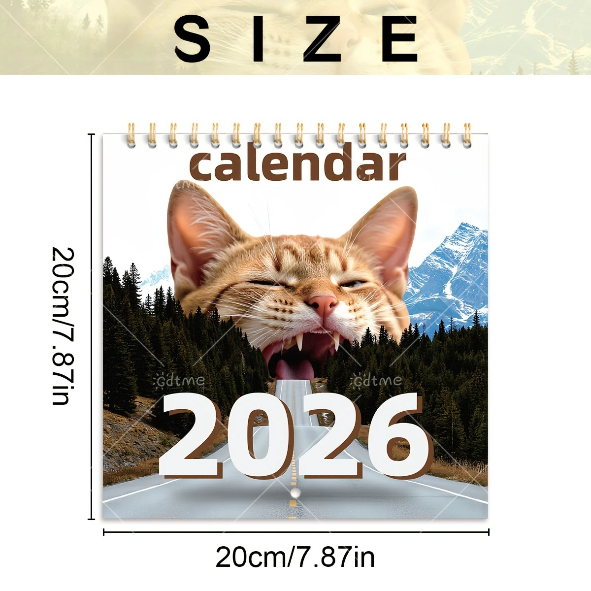1pc 2026 Abstract Magical Cat Calendar-Elegant Minimalist Design with Golden Accents, Date & Holiday Markers, Perfect for Office