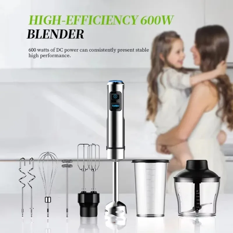 

Handheld Hand Blender 1200W Immersion Blender Mixer with Attachments: Stainless Steel Blade With 7 in 1 Hand Blender