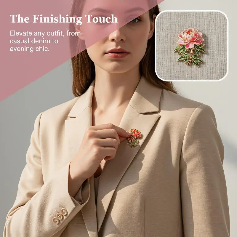 Elegant Botanical Flower Enamel Pins Assorted Plant Lapel Brooches for Women Girls Clothing Jacket Bag Decor Accessory