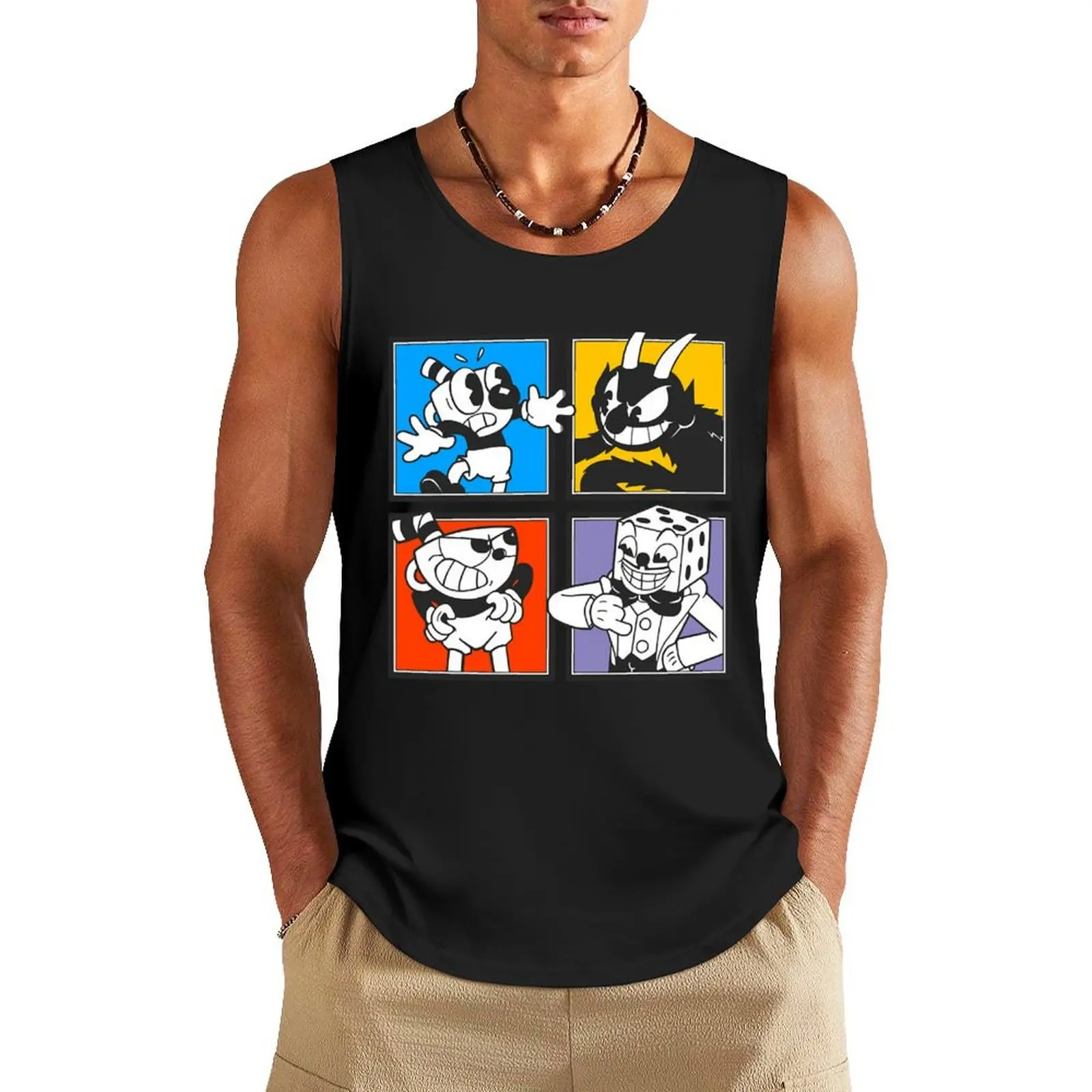 

Cuphead Characters 1 - Tank Top singlet for men Sleeveless men summer clothes