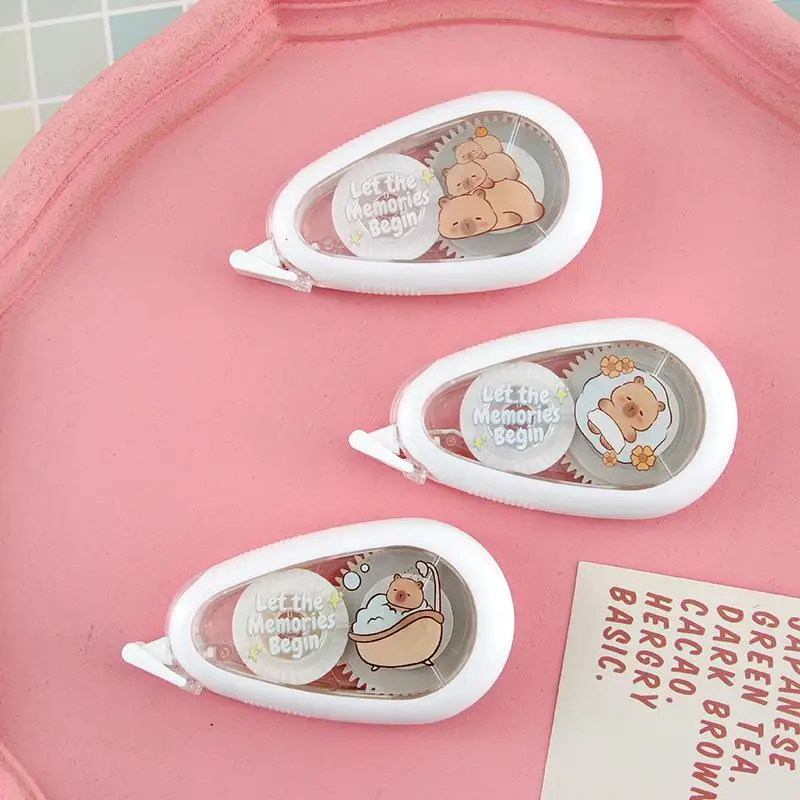 2Pcs Cartoon Capybara Correction Tape Multi-specification Corrective Tape School Office Supplies Crafting Note Taking Journal