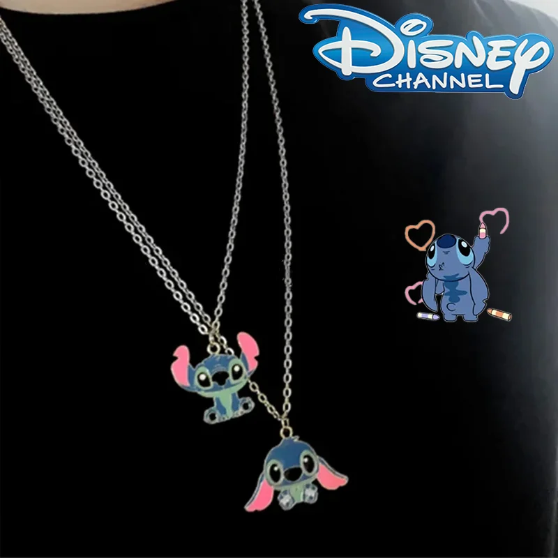 Disney Stitch Necklace Fashion Cartoon Cute Big Ear Stitch Couple Necklace Personalized Hip Hop Pendant Chain Anime Figure