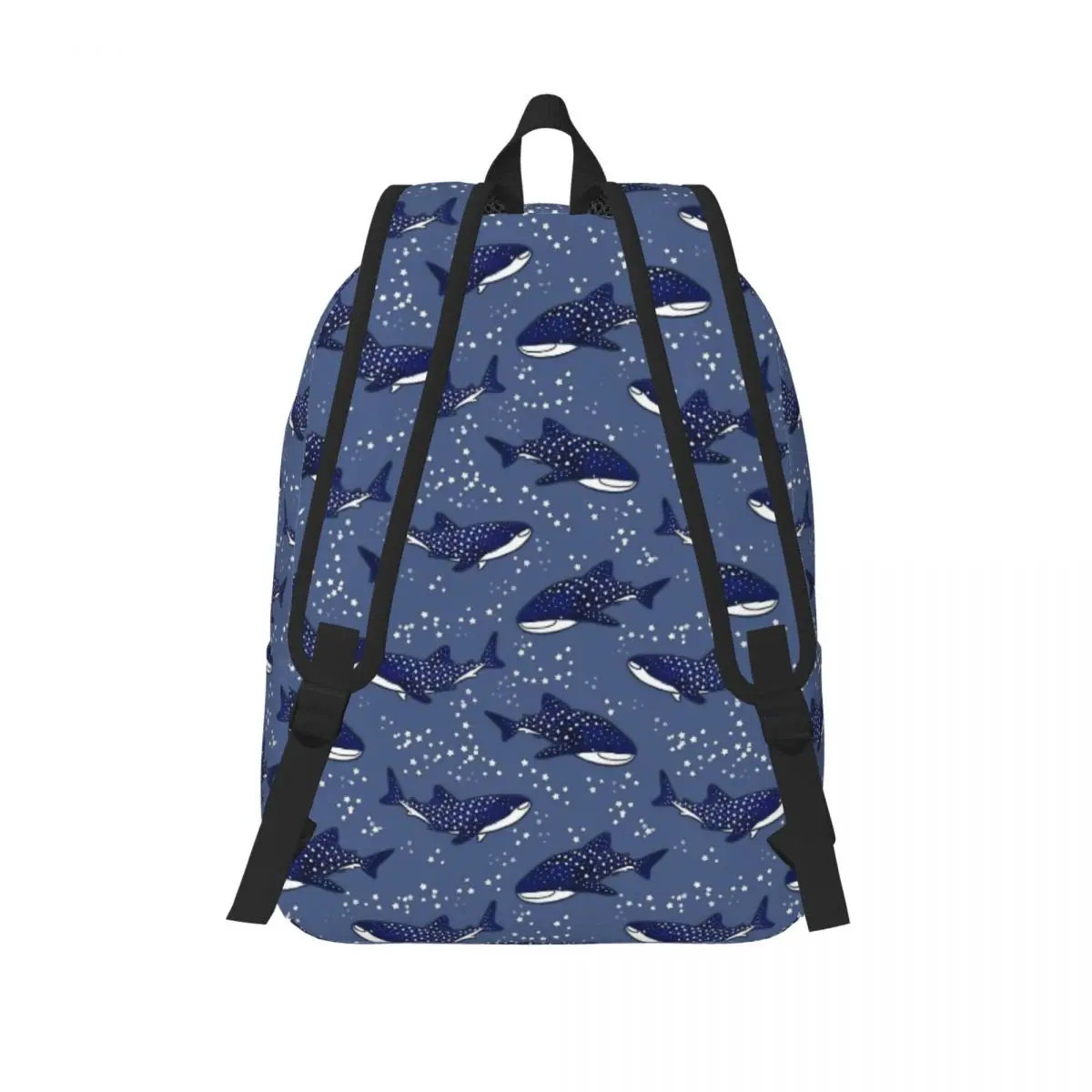 Starry Whale Sharks Fashion Backpack with Pocket High School Work Galactic Sea Giants Daypack for Men Women College Canvas Bags