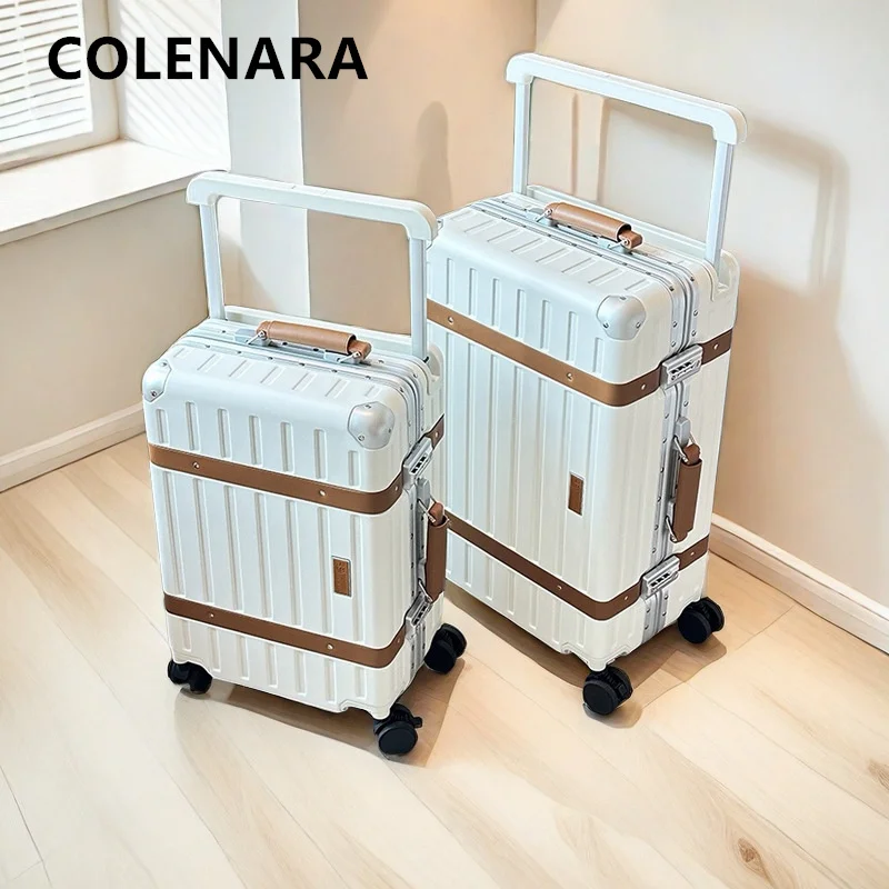 

COLENARA High-quality Suitcase Aluminum Frame Boarding Box 20"24"26"Women's Trolley Bags Men's Password Box Students Luggage
