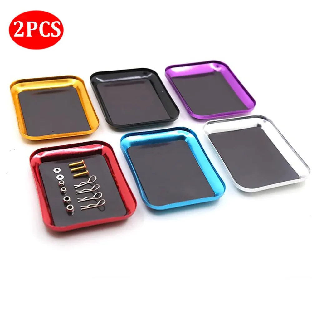 

2pcs RC Repair Tool Aluminium Alloy Magnetic Pad Screw Tray Plate Storage Box Excellent For Airplane Car Boat RC Model Care