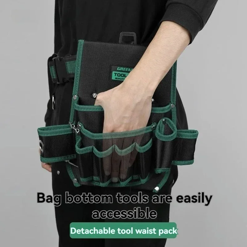 Greener Thicken Canvas ToolKit Electric Drill Storage Packaging Multi Pocket Wear Resistant Waist Bag Electrician Maintenance
