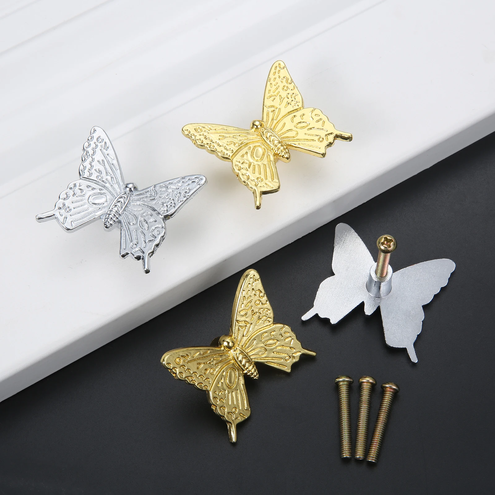 2Pcs Butterfly Shape Furniture Handle Zinc Alloy Vintage Kitchen Cabinet Knobs Dresser Drawer Cabinet Pulls Drawer Home Decor